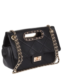 Chevron Top Handle Shoulder Bag 6562 BLACK